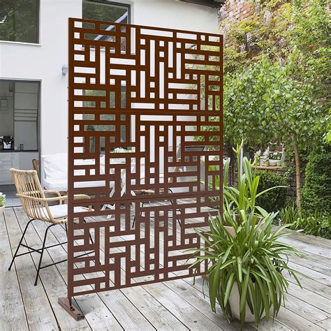 sheet metal privacy screen|freestanding metal outdoor privacy screen.